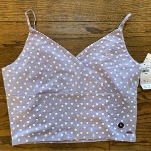 Hollister Floral Cami XL Lavender Crop Tank Adjustable Straps NWT